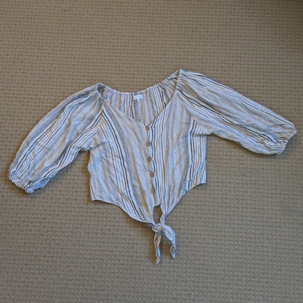 Juniper Blu linen-cotton blend top, M